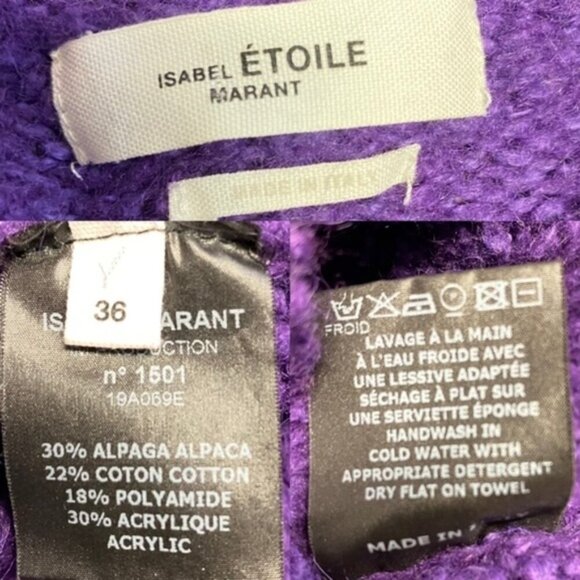 ISABEL MARANT‎ ÉTOILE Shaelyn Sweatshirt In Purple Women EU 36 US Size 4 - Picture 8 of 8